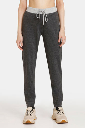 Buy Rosaline Easy Movement Cotton Rich Joggers - Anthra Melange